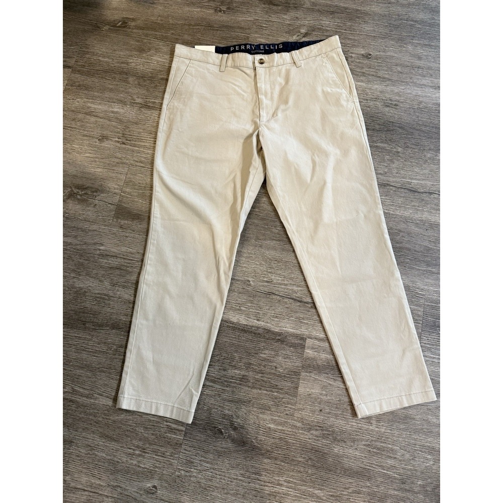 Perry Ellis Men's Moonstruck Slim Fit Cotton Pants Everyday Comfort 38x30‎ NWT